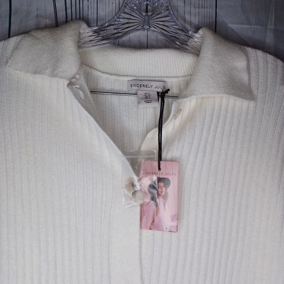 Sincerely Jules Off White Ribbed Button-Up Cardigan NWT - Picture 4 of 13
